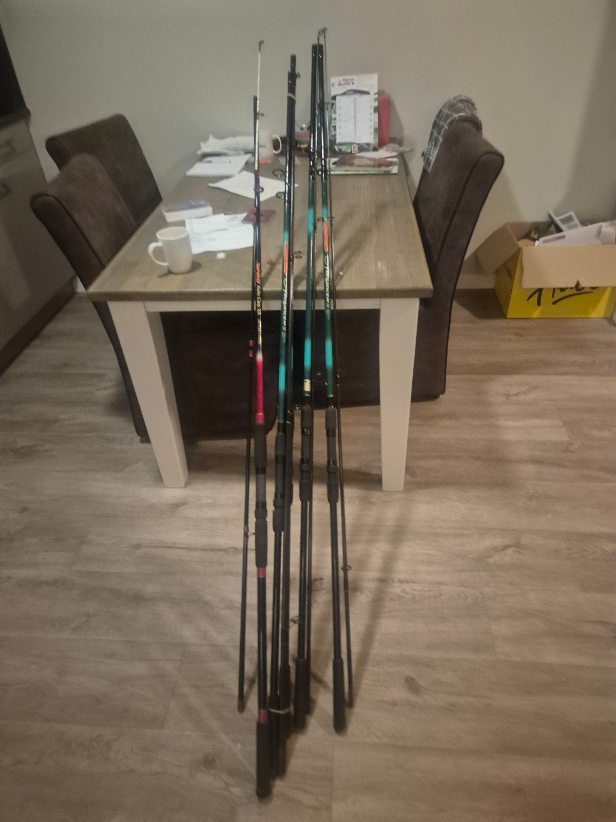 te koop  hengels  voor karper  of zeebaars  of voor geep, Ophalen of Verzenden, Zo goed als nieuw, Werphengel