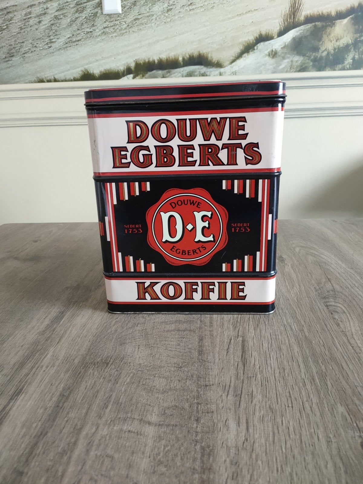 Vintage Douwe Egberts Koffieblik - Zwart/Rood/Wit, Verzamelen, Blikken, Ophalen of Verzenden, Zo goed als nieuw, Koffie, Douwe Egberts
