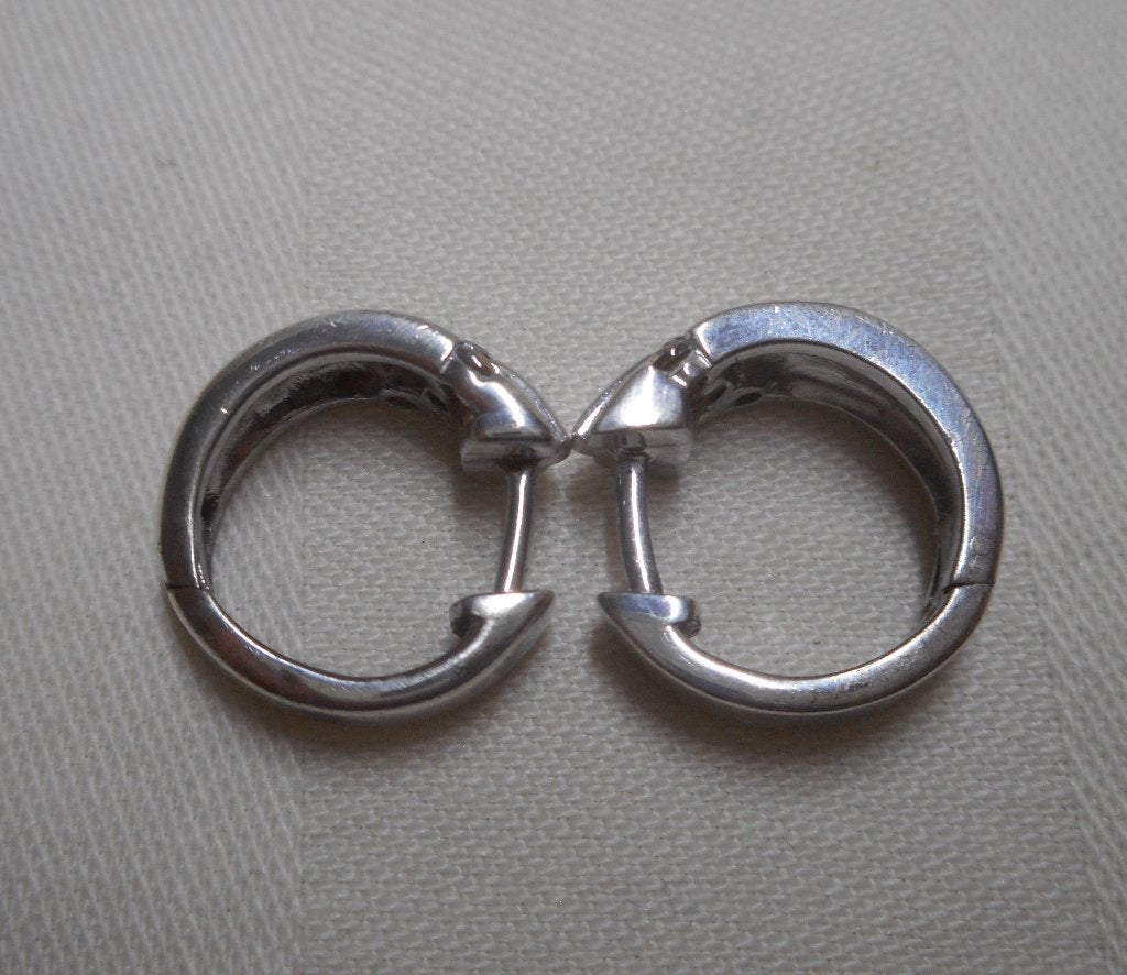 Zilveren klapcreolen met steentjes nr.016, Sieraden, Tassen en Uiterlijk, Verzenden, Zilver, Zilver, Hangers