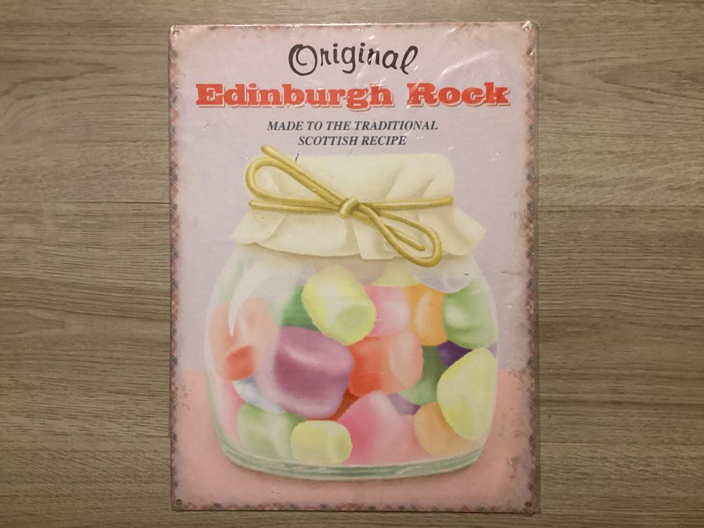 ORIGINAL EDINBURGH ROCK reclame bord (geen emaille) 30X40 cm, Ophalen of Verzenden, Nieuw