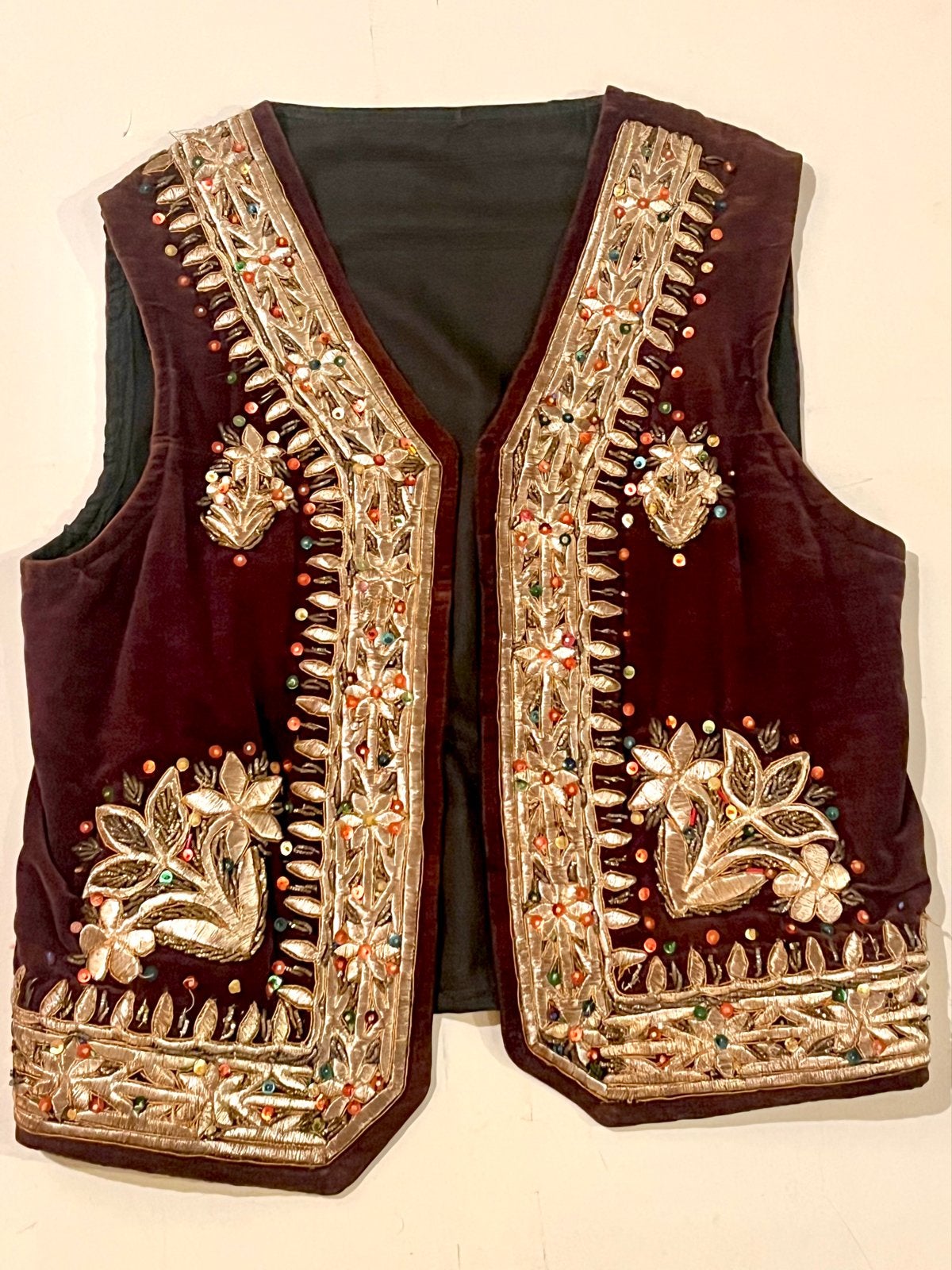 Antiek Turks Geborduurd Fluweel Vest - Handgemaakt, Antiek en Kunst, Verzenden, Dames