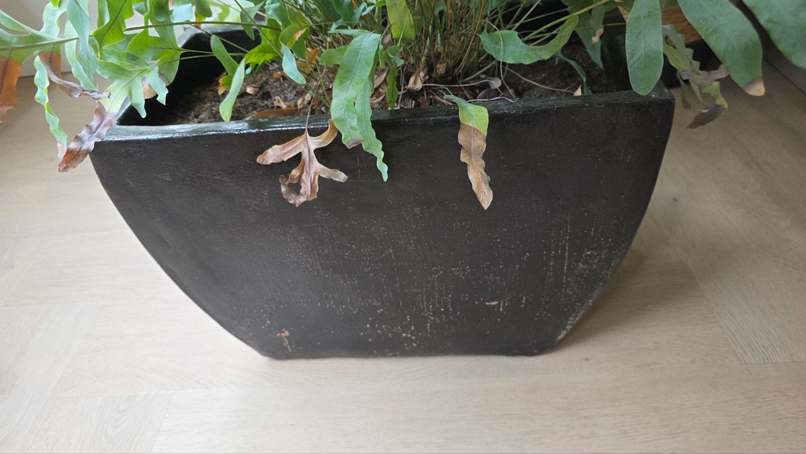 4 zwarte potten voor binnen of buiten, Tuin en Terras, Bloempotten, Ophalen, Overige materialen, Gebruikt, 40 cm of meer
