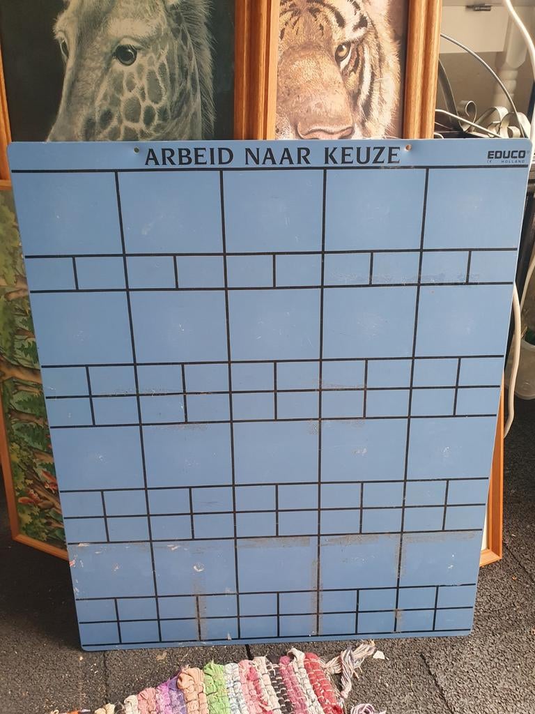 Vintage Educoboard 'Arbeid naar Keuze' planbord metaal, Ophalen of Verzenden, Overige thema's