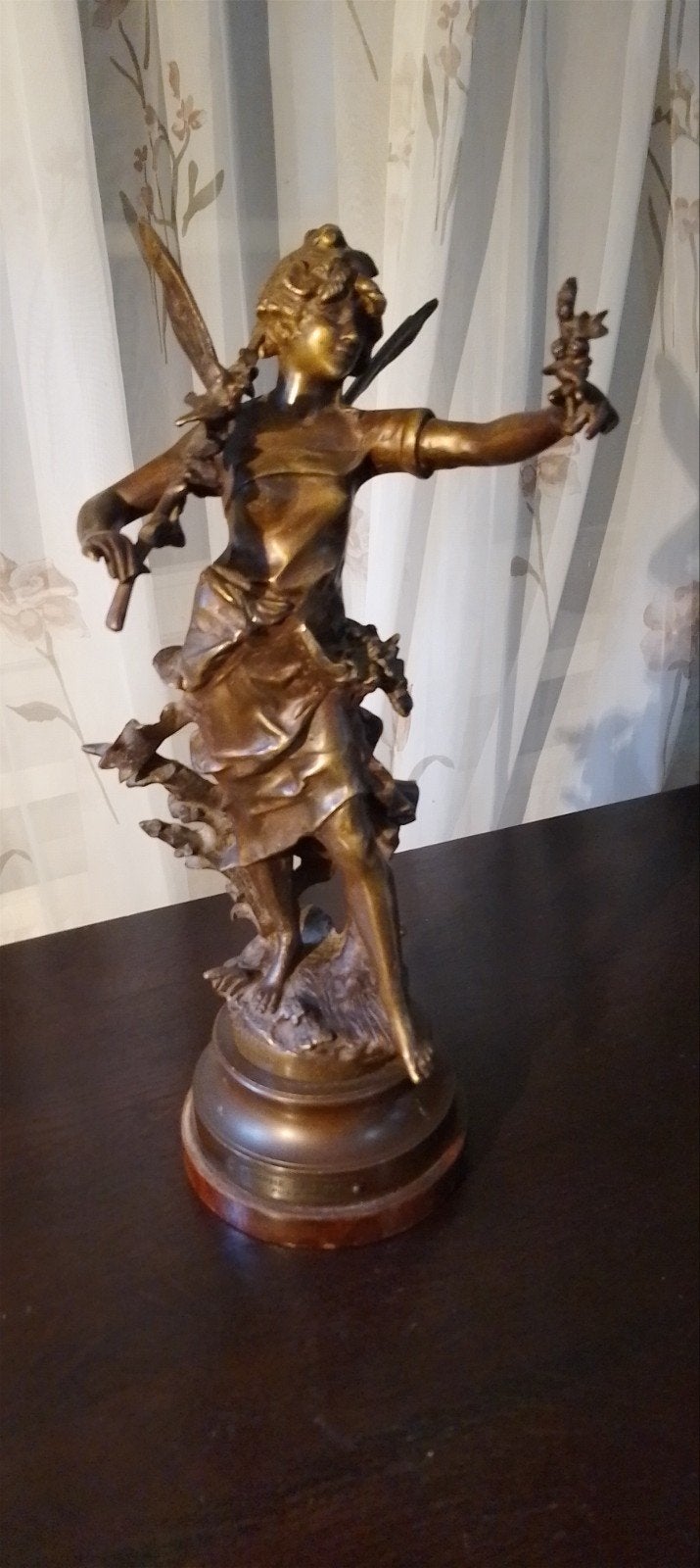 Bronzen beeld 'Nymphe des Bois' door L. Moreau, Antiek en Kunst, Ophalen of Verzenden