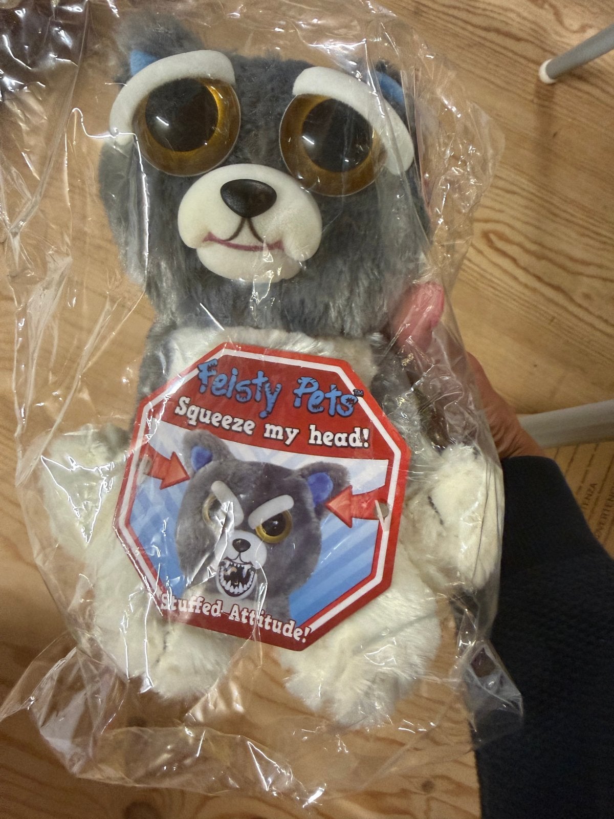 Feisty Pets Wolf Knuffel - Nieuw in verpakking, Met doos, Overige merken, Overige typen, Grijs