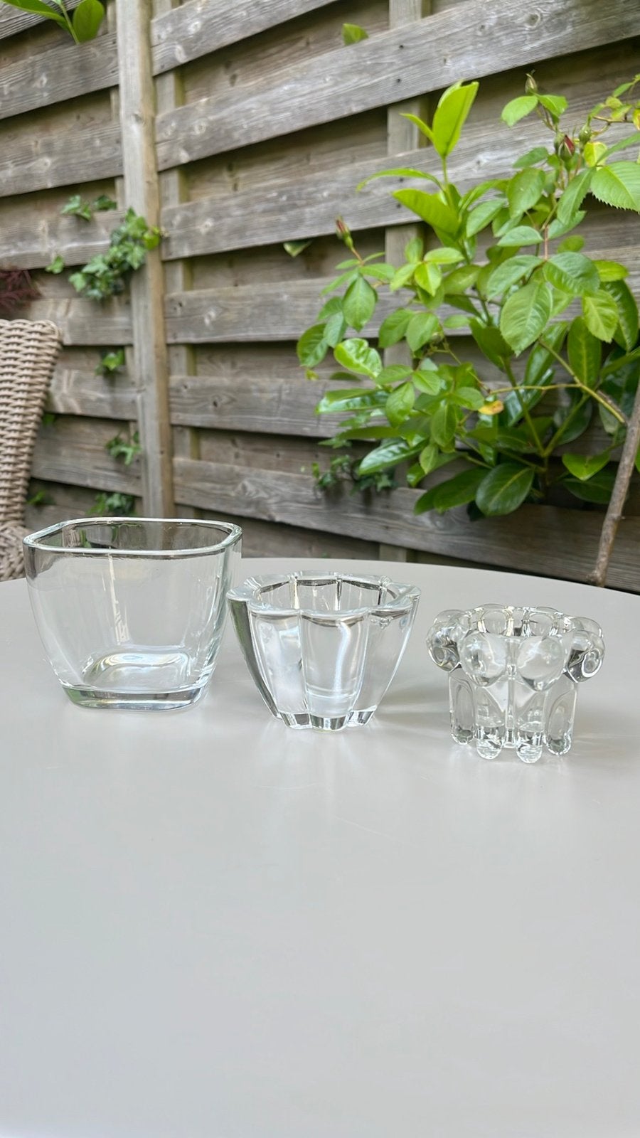 Set van 3 Vintage Glazen Kaarsenhouders, Ophalen of Verzenden
