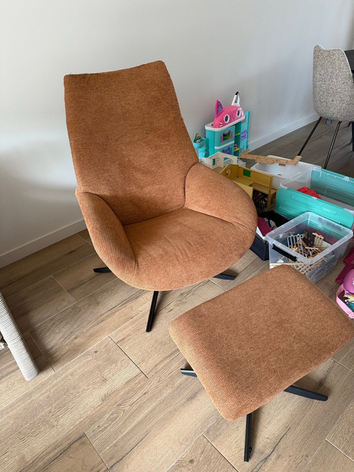 Comfortabele fauteuil met voetenbank - Terracotta, Ophalen, Gebruikt, Bruin, Eén