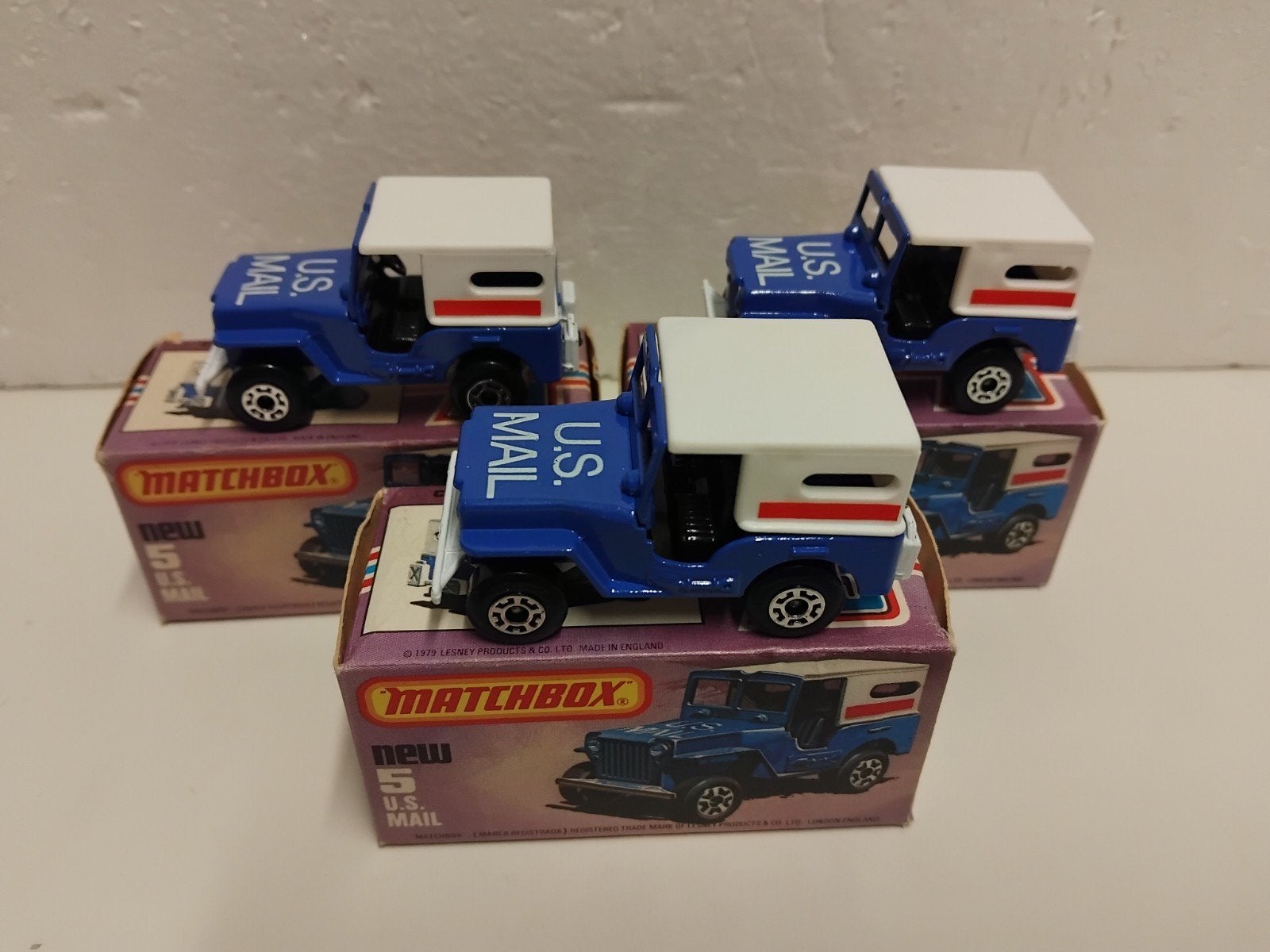 Matchbox #5 Jeep U.S. Mail blauw 3INCH, Ophalen of Verzenden, Zo goed als nieuw, Auto, Matchbox