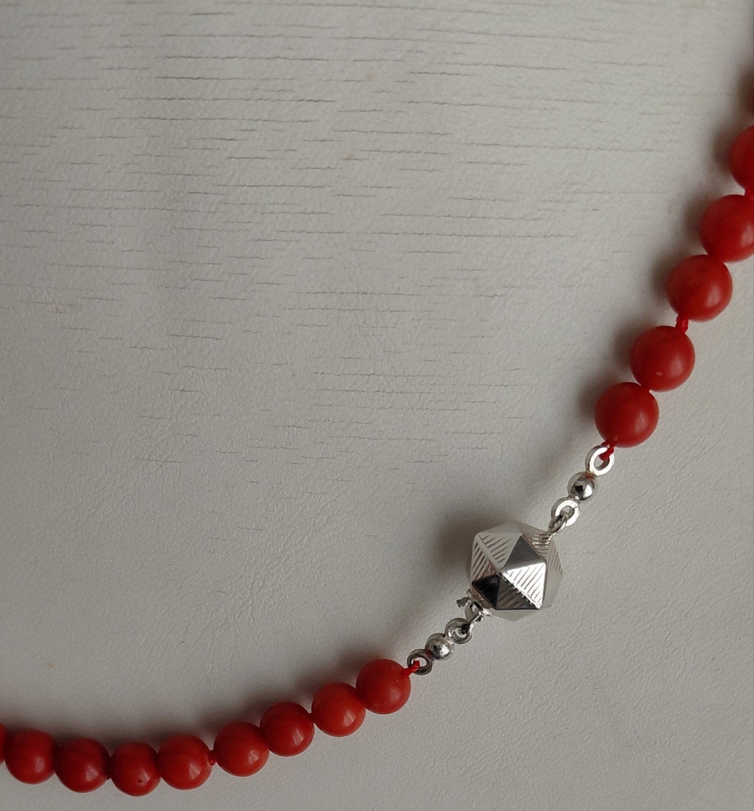 antieke bloedkoraal ketting,zilver slot, Verzenden, Zilver, Ketting