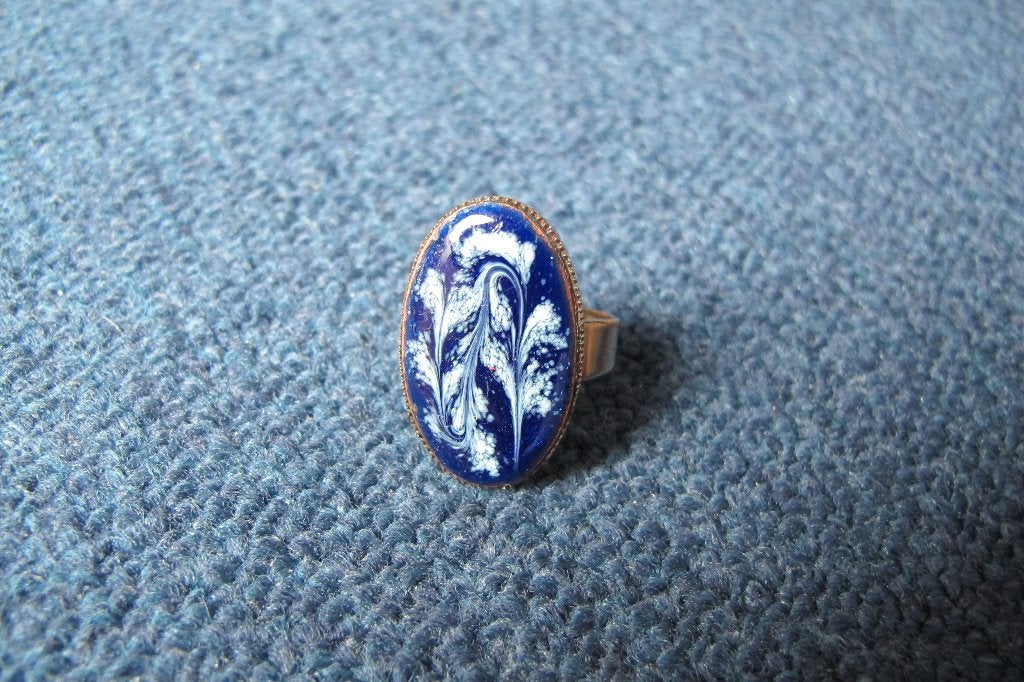 Vintage blue pattern ring, Overige materialen, Gebruikt, Overige kleuren, Ophalen of Verzenden