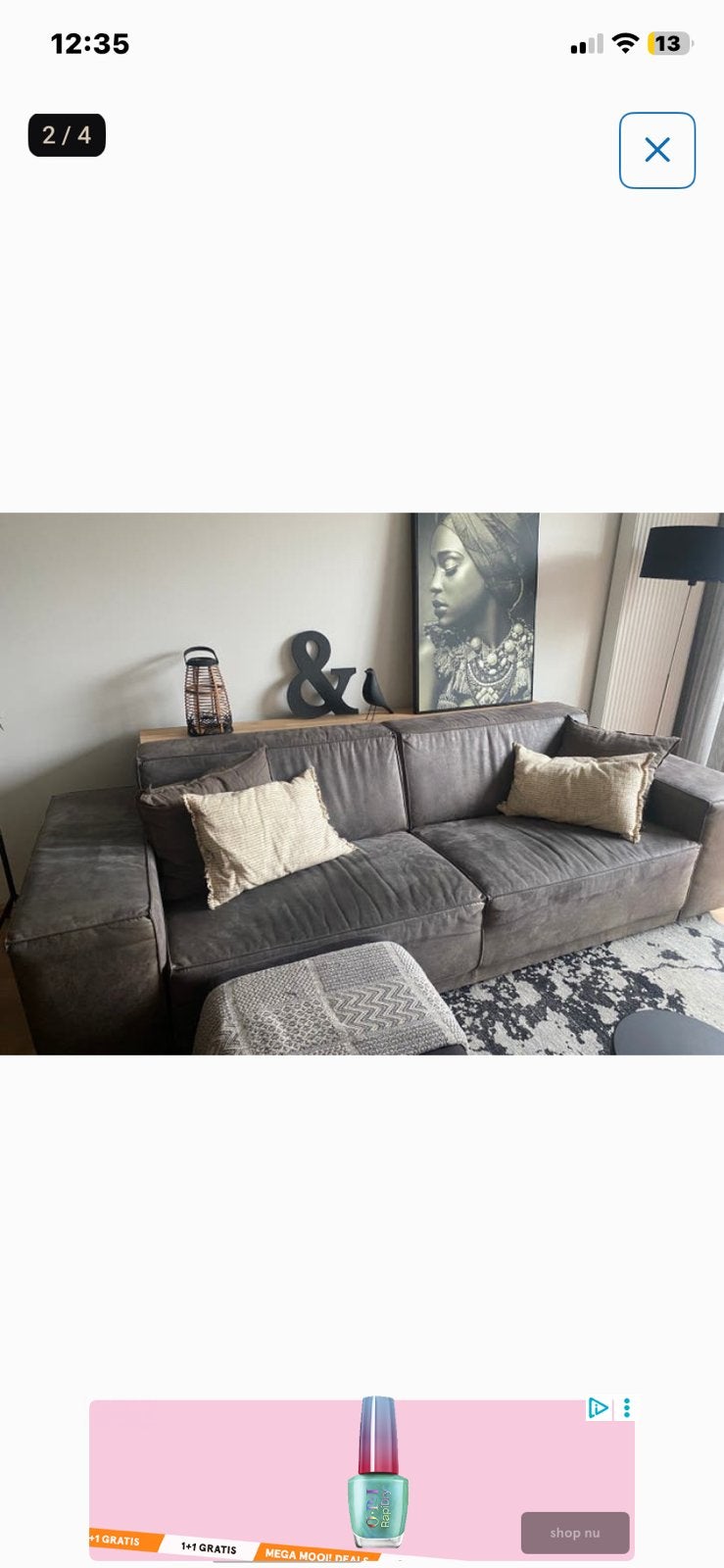 GRATIS  mooie 3-zitsbank grijs van kleur, Ophalen, 150 tot 200 cm, Driepersoons, 75 tot 100 cm