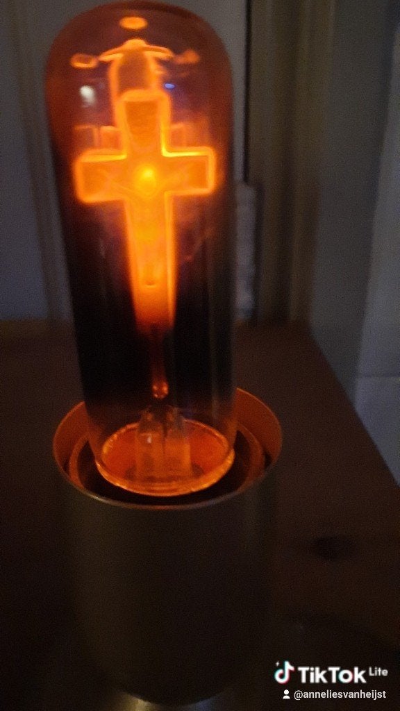 Unieke Tafellamp met Kruisvormige Gloeilamp, Ophalen of Verzenden