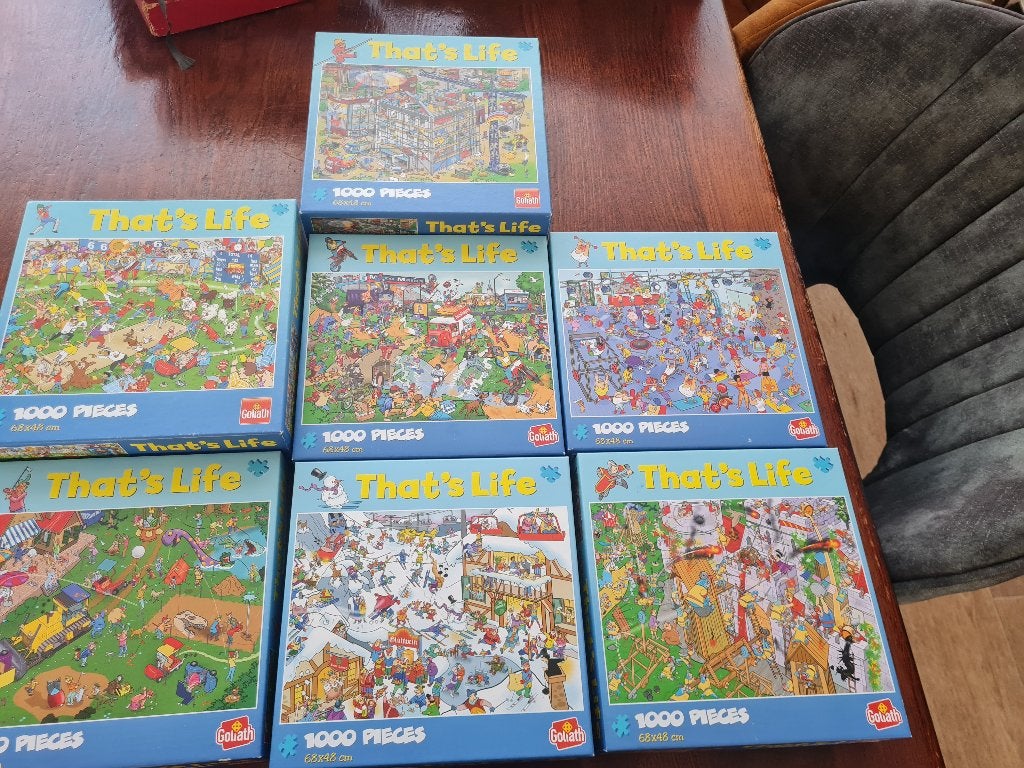 6 thats life puzzels 1000 stukjes, Ophalen of Verzenden, 500 t/m 1500 stukjes, Zo goed als nieuw