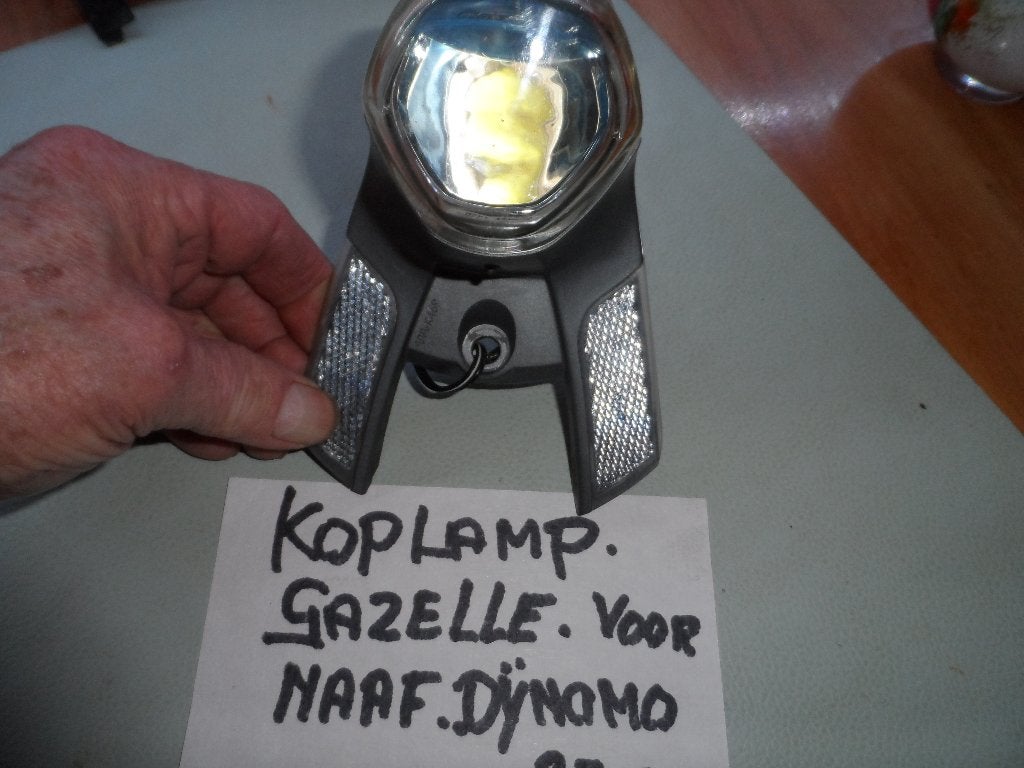 gazelle koplamp  en   brooks  leren  zadel, Fietsen en Brommers, Fietsonderdelen, Ophalen, Leer, Zo goed als nieuw, Brooks