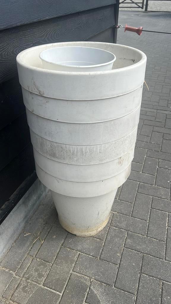 Set van 7 witte kunststof potten van Ikea, Ophalen, Kunststof, Gebruikt, Rond
