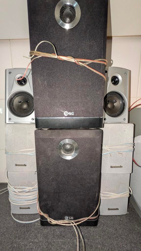 Partij speakers en subwoofer (Panasonic & LG), Audio, Tv en Foto, Home Cinema-sets, Blu-ray-speler, 70 watt of meer, 5.1-systeem