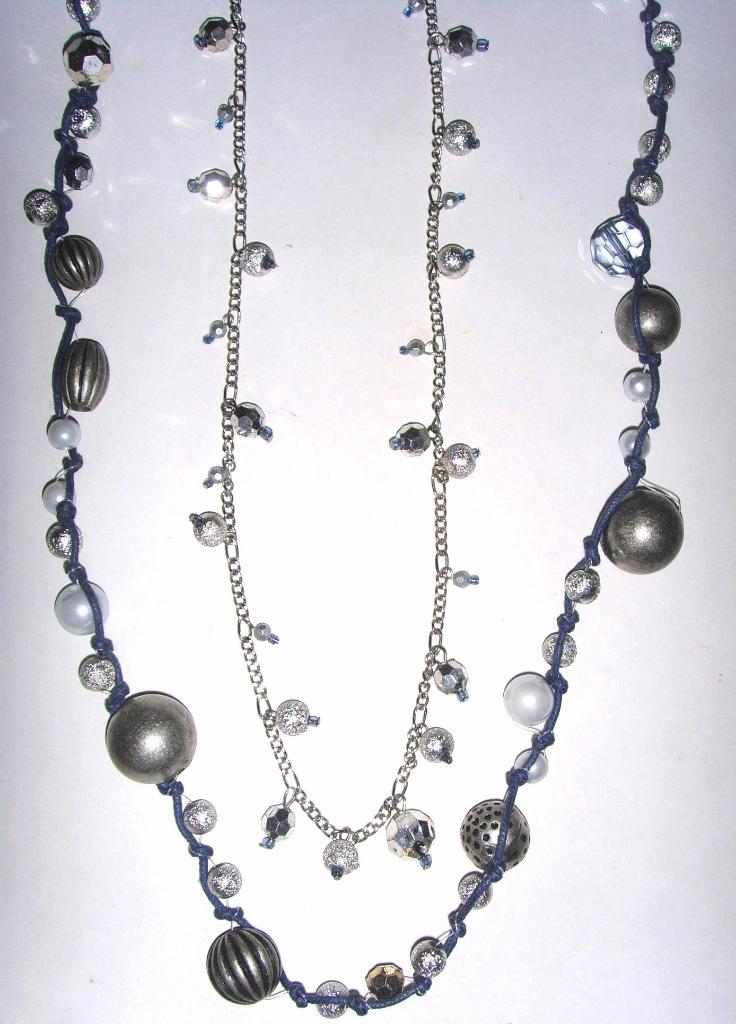 Design collier met twee kettingen, nieuw., Ophalen of Verzenden, Nieuw, Zilver, Overige materialen
