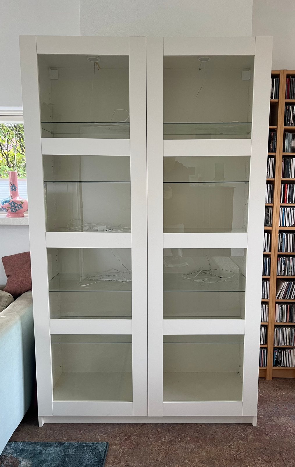 Ikea Billy vitrinekast, wit, 120x42x202, Huis en Inrichting, Ophalen, 100 tot 150 cm, 200 cm of meer, Modern
