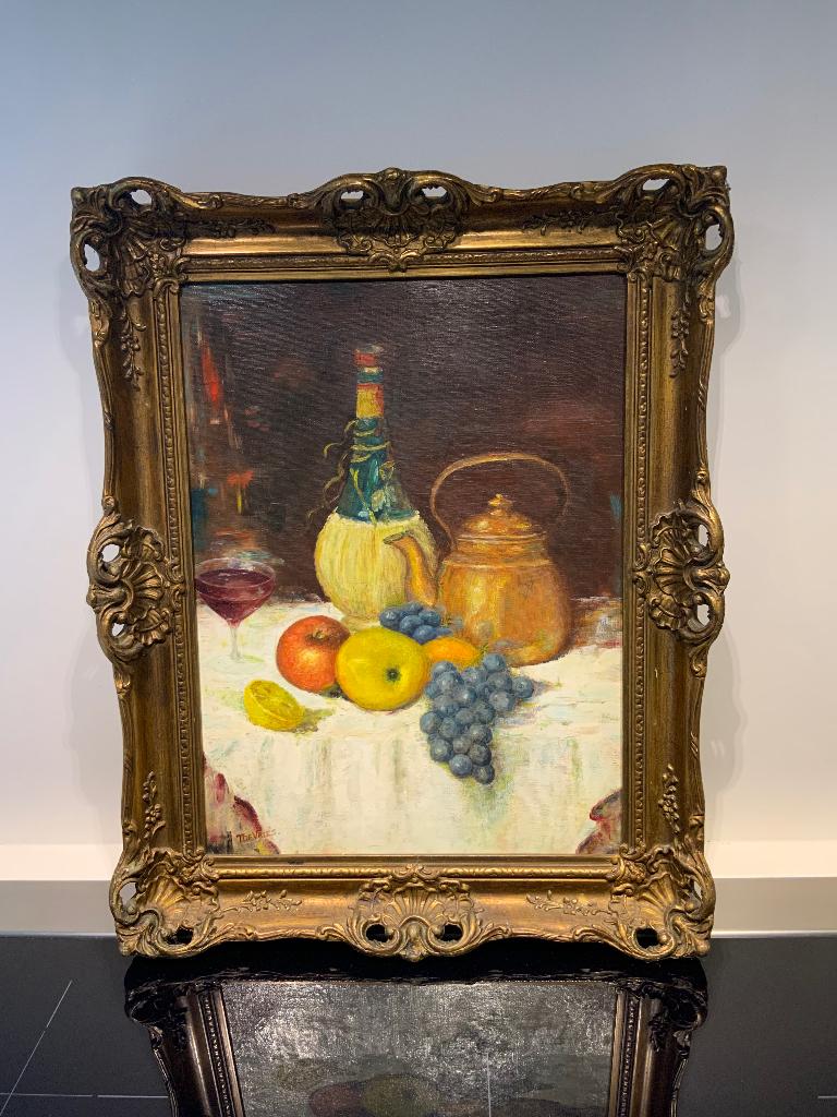 Olieverf stilleven schilderij 1964  repr. van Leon Franks, Antiek en Kunst, Ophalen of Verzenden
