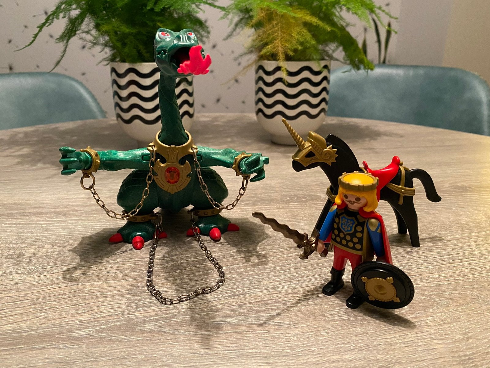 Vintage set 3840, ridder met draak (compleet)., Kinderen en Baby's, Speelgoed | Playmobil, Zo goed als nieuw, Complete set, Figuren