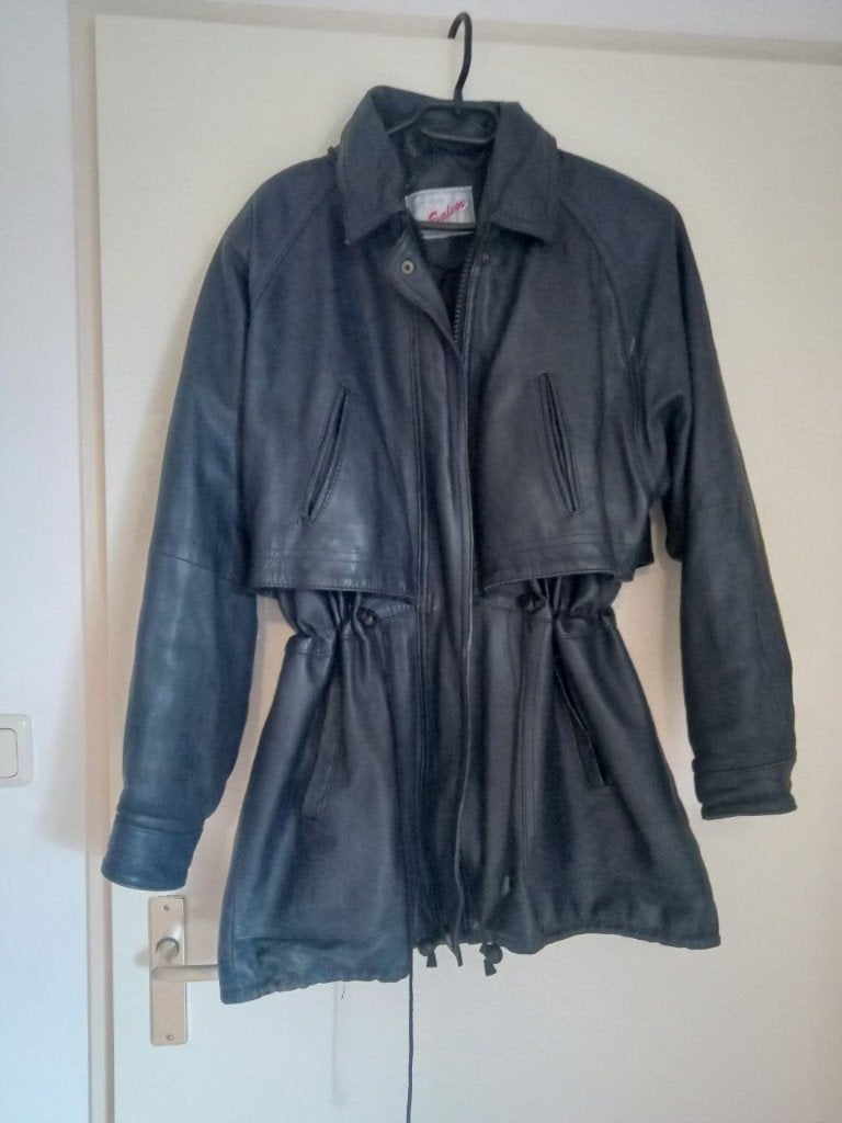 Leren jas, Ophalen of Verzenden, Gedragen, Maat 38/40 (M), Blauw