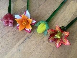 4 glazen tulpen glazen bloemen ca.50 cm Nieuw, Ophalen, Nieuw, Meerkleurig, Glas