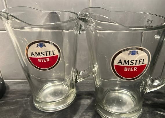 2x Amstel Bier Pitchers, Ophalen of Verzenden, Zo goed als nieuw, Bierglas