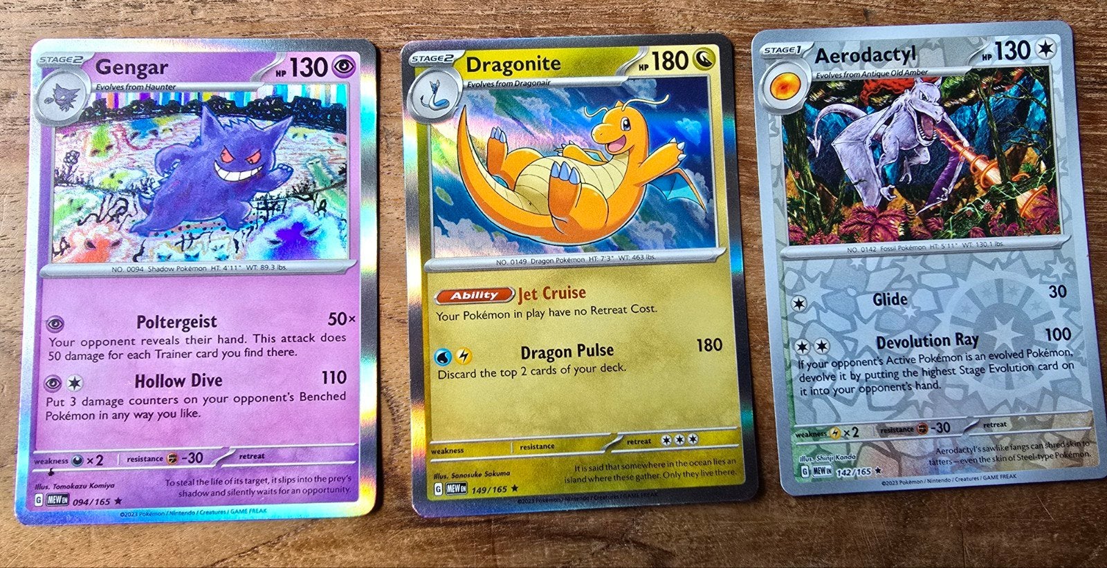Pokémon kaarten: Gengar, Dragonite, Aerodactyl, Ophalen, Zo goed als nieuw, Meerdere kaarten