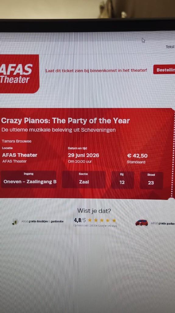 2 tickets Crazy Pianos Afas Theater, Tickets en Kaartjes, Theater | Musical, Twee personen, Juni
