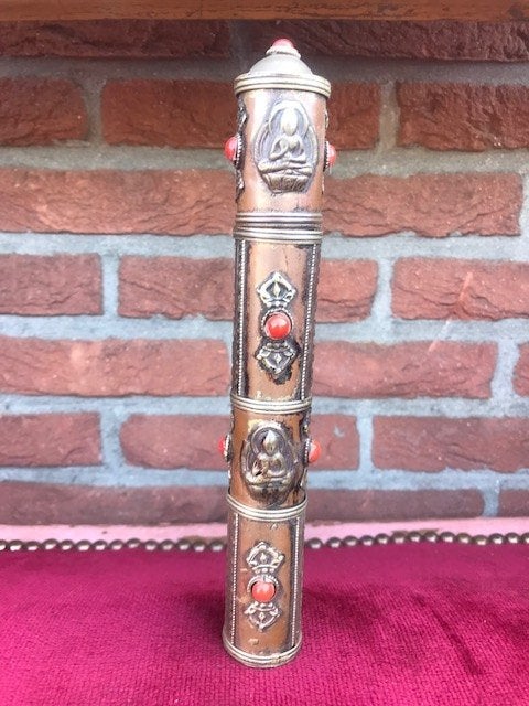 koperen wierookstaafjes houder, Tibet, Ophalen of Verzenden, Handgemaakt, Metaal, Tibet