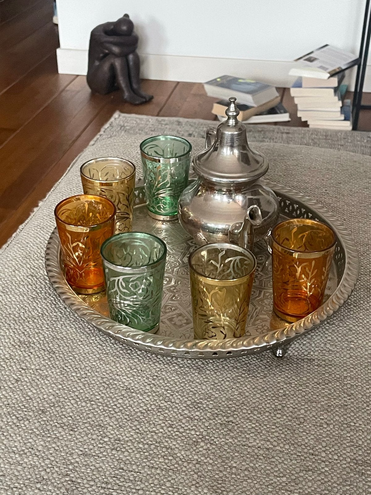 Turks theeservies met dienblad - Zeer goede staat, Overige typen, Ophalen of Verzenden, Overige stijlen, Glas