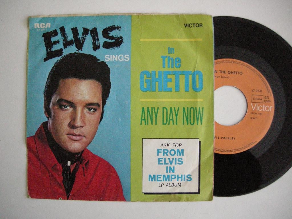 Elvis Presley In The Ghetto - 7'' vinyl zgan, Cd's en Dvd's, Vinyl Singles, Ophalen, 7 inch, Single, Zo goed als nieuw