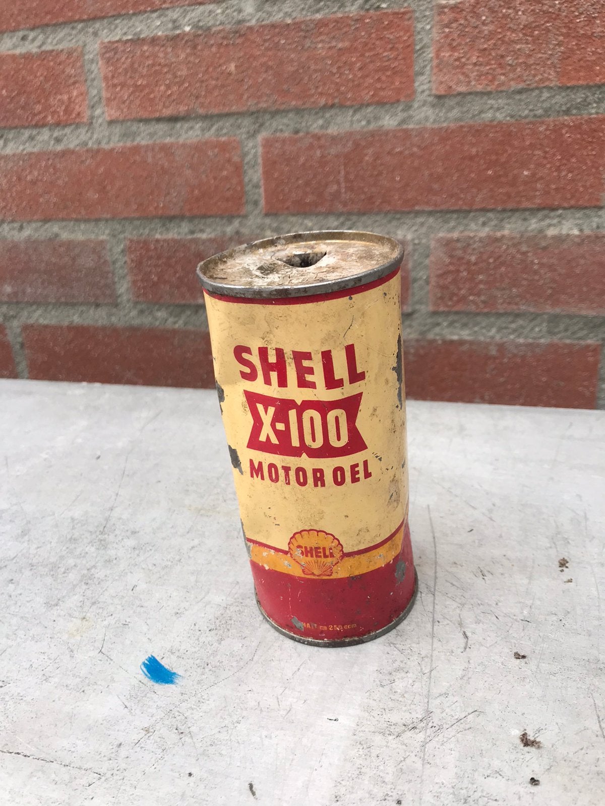 Shell X 100 olie blikje, Verzamelen, Merken en Reclamevoorwerpen, Ophalen of Verzenden, Gebruikt, Verpakking