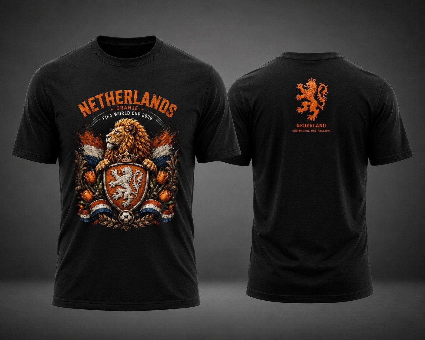 Oranje FIFA WK 2026 T-shirt - Leeuw Design, Onbekend, Zwart, Nieuw, Overige maten
