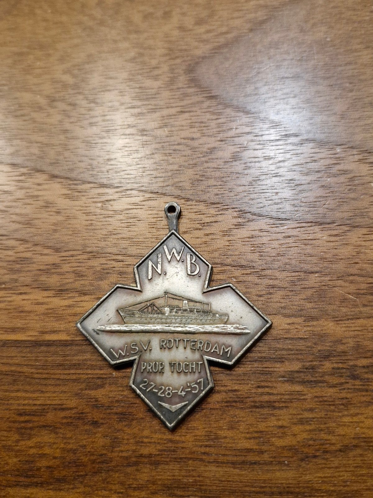 138 Vintage NWB WSV Rotterdam Prop Vucht Medaille 1957, Ophalen of Verzenden, Gebruikt, Motorboot of Zeilboot, Gebruiksvoorwerp