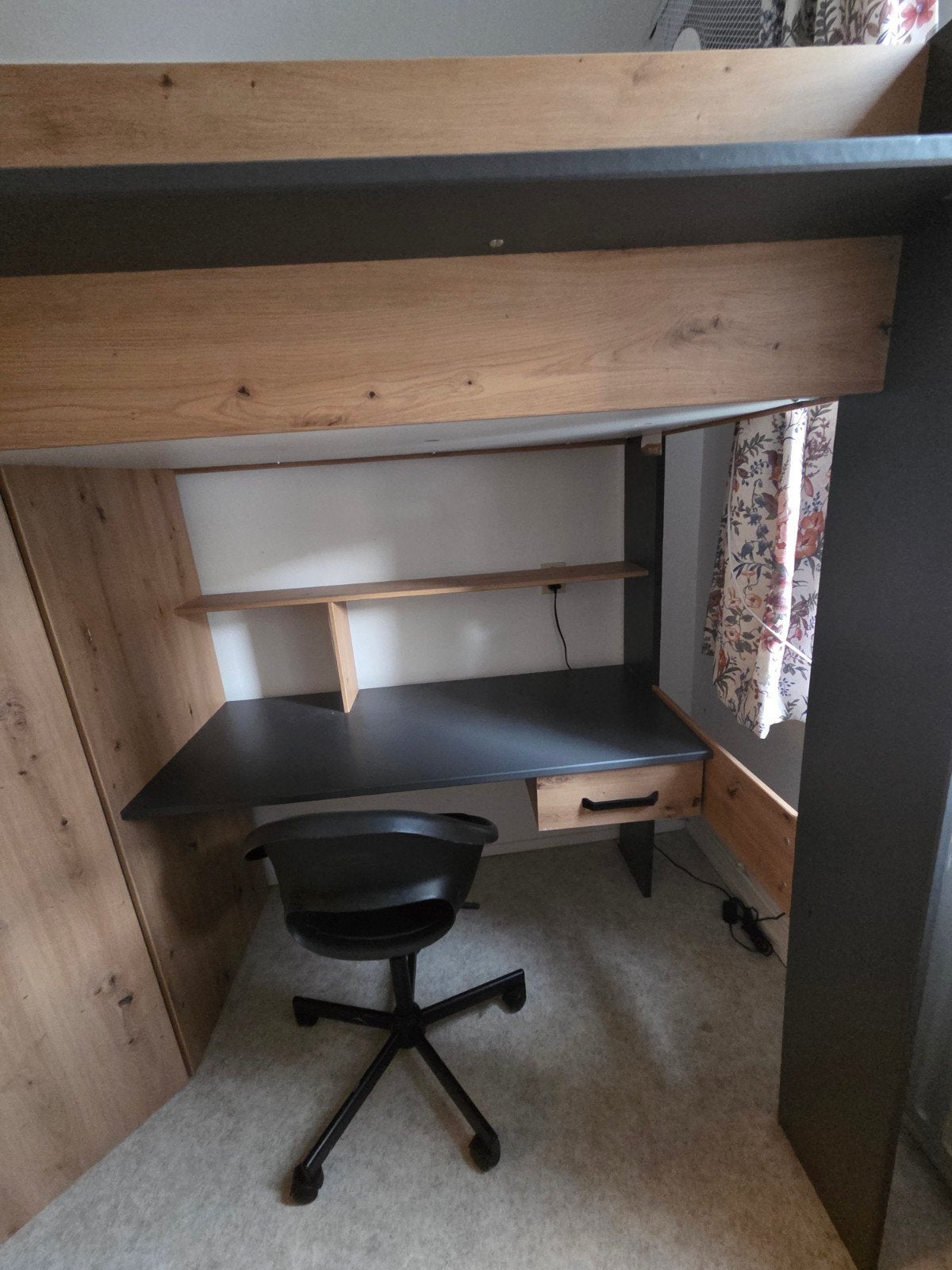 Hoogslaper met kledingkast, bureau en stoel, Huis en Inrichting, Ophalen, Hoogslaper, Eenpersoons, 160 tot 180 cm