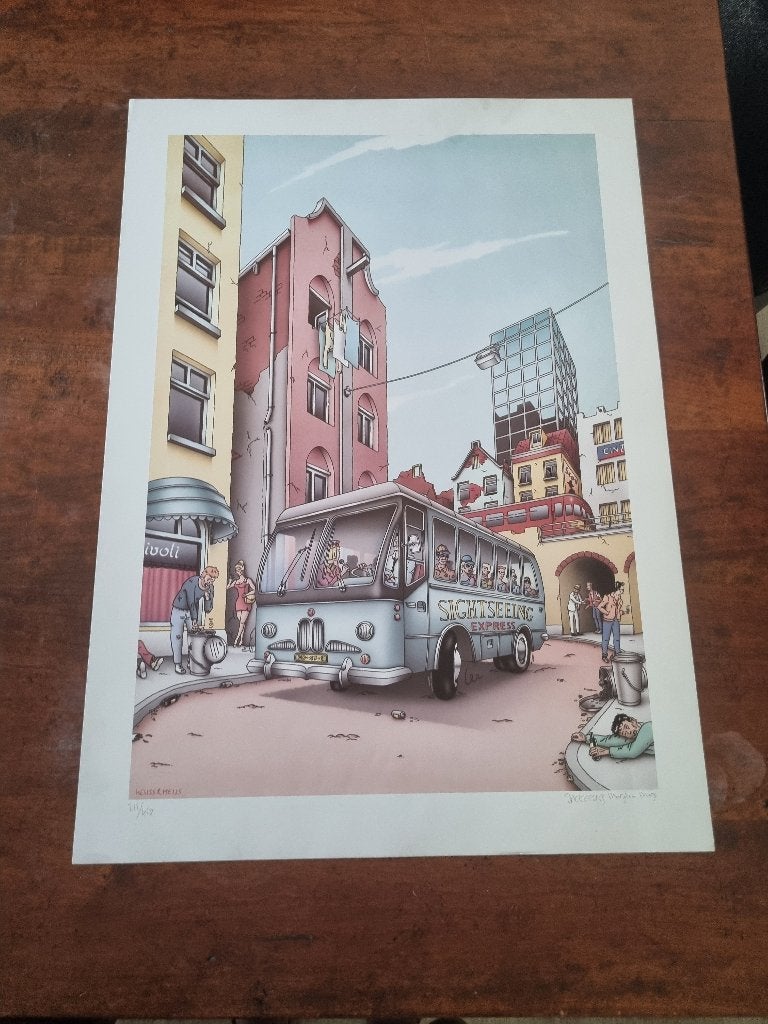 gelimiteerde zeefdruk getiteld Sightseeing Express uit 1993, Antiek en Kunst, Ophalen, Zeefdruk