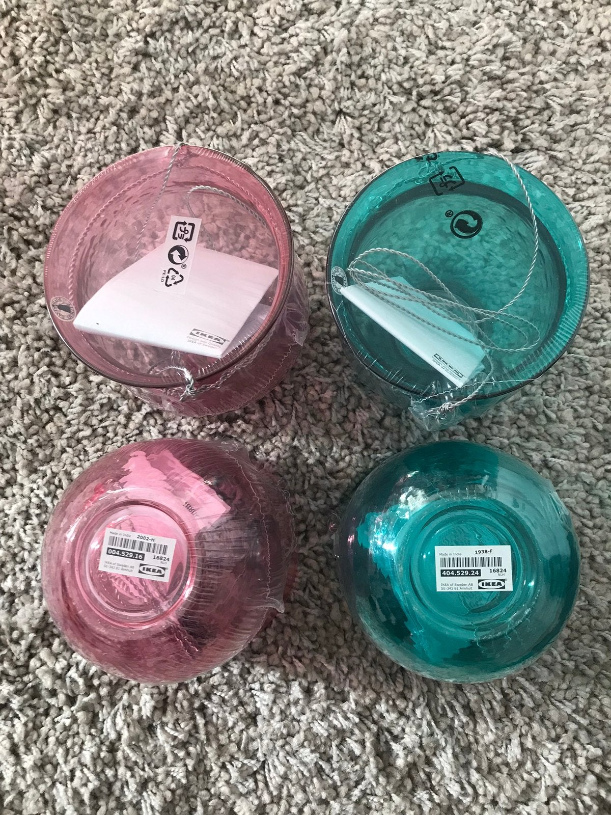S vangig IKEA theelichthouder roze en turquoise, Meerkleurig, IKEA, Waxinelichthouder, Nieuw