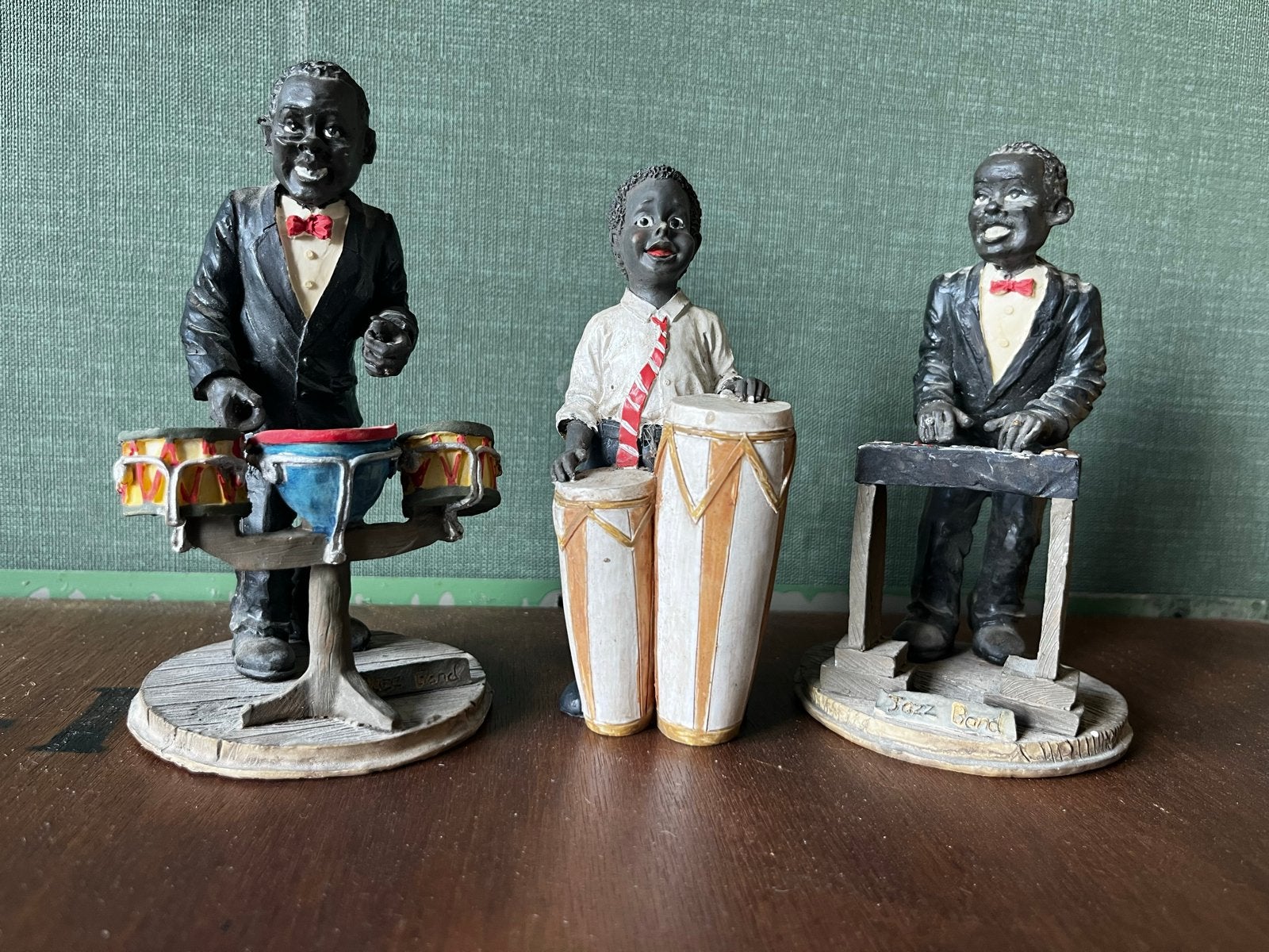 Jazz Set van 3 Jazz Muzikanten Beeldjes - 13 cm hoog, Groep mensen, Minder dan 20 cm, Ophalen of Verzenden, Beeld