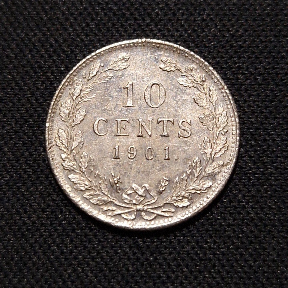 10 cent 1901, Postzegels en Munten, Verzenden, Zilver, 10 cent, Koningin Wilhelmina