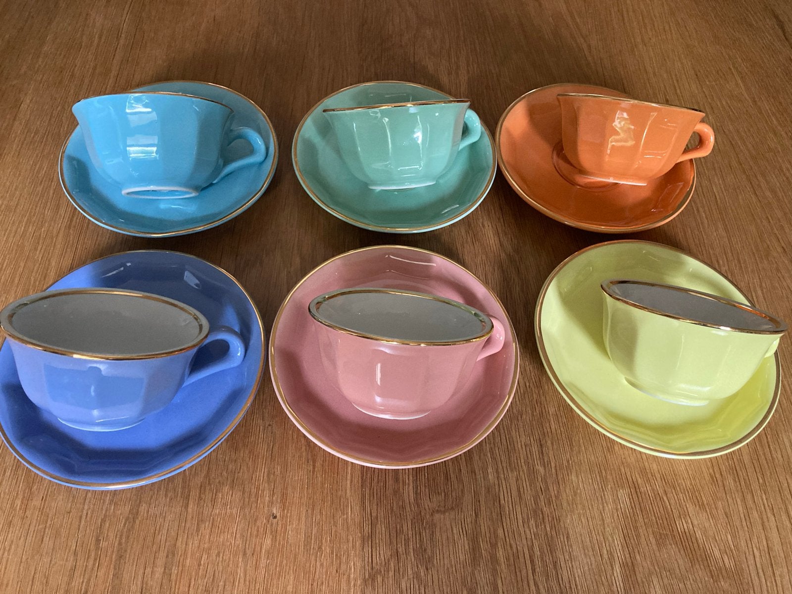 Set van 6 Delaunay porseleinen kop en schotels - als nieuw!, Huis en Inrichting, Keuken | Servies, Ophalen of Verzenden, Zo goed als nieuw