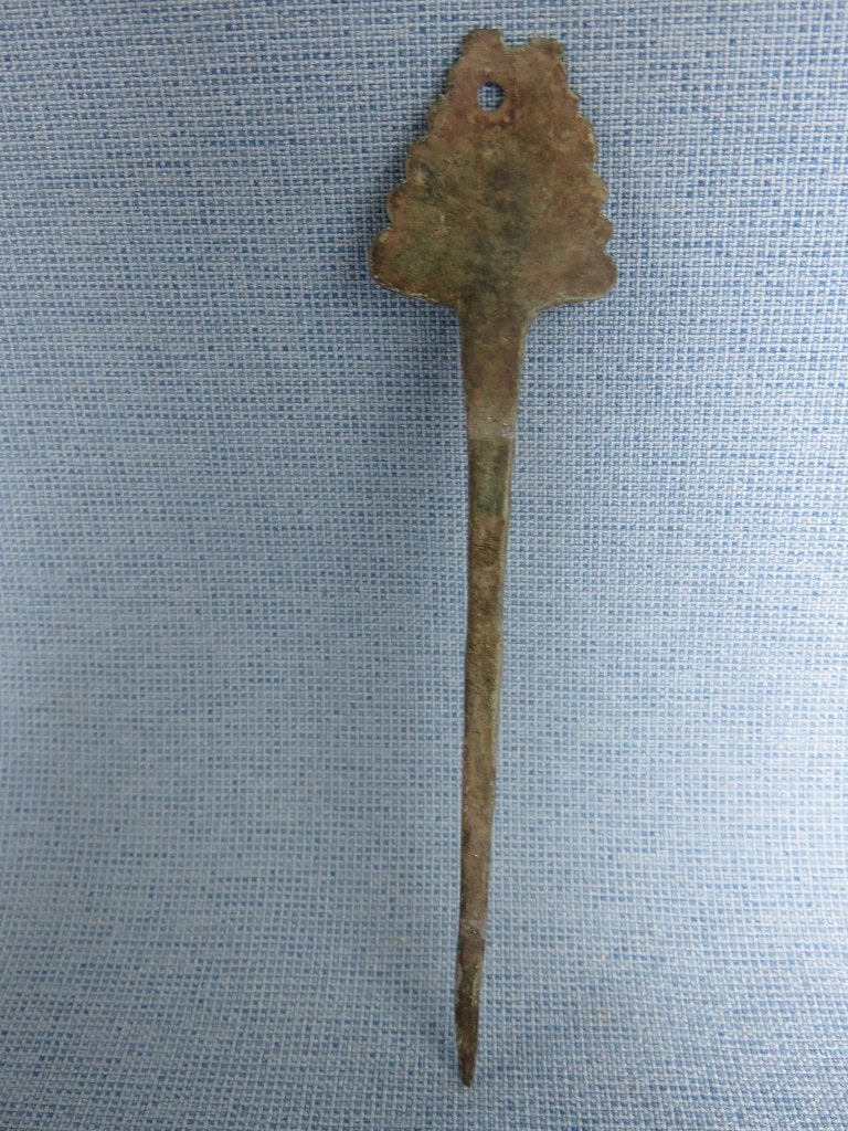 Middeleeuwen - Merovingische haarnaald  - 6e  - 8e eeuw, Antiek en Kunst, Antiek | Koper en Brons, Ophalen of Verzenden, Brons