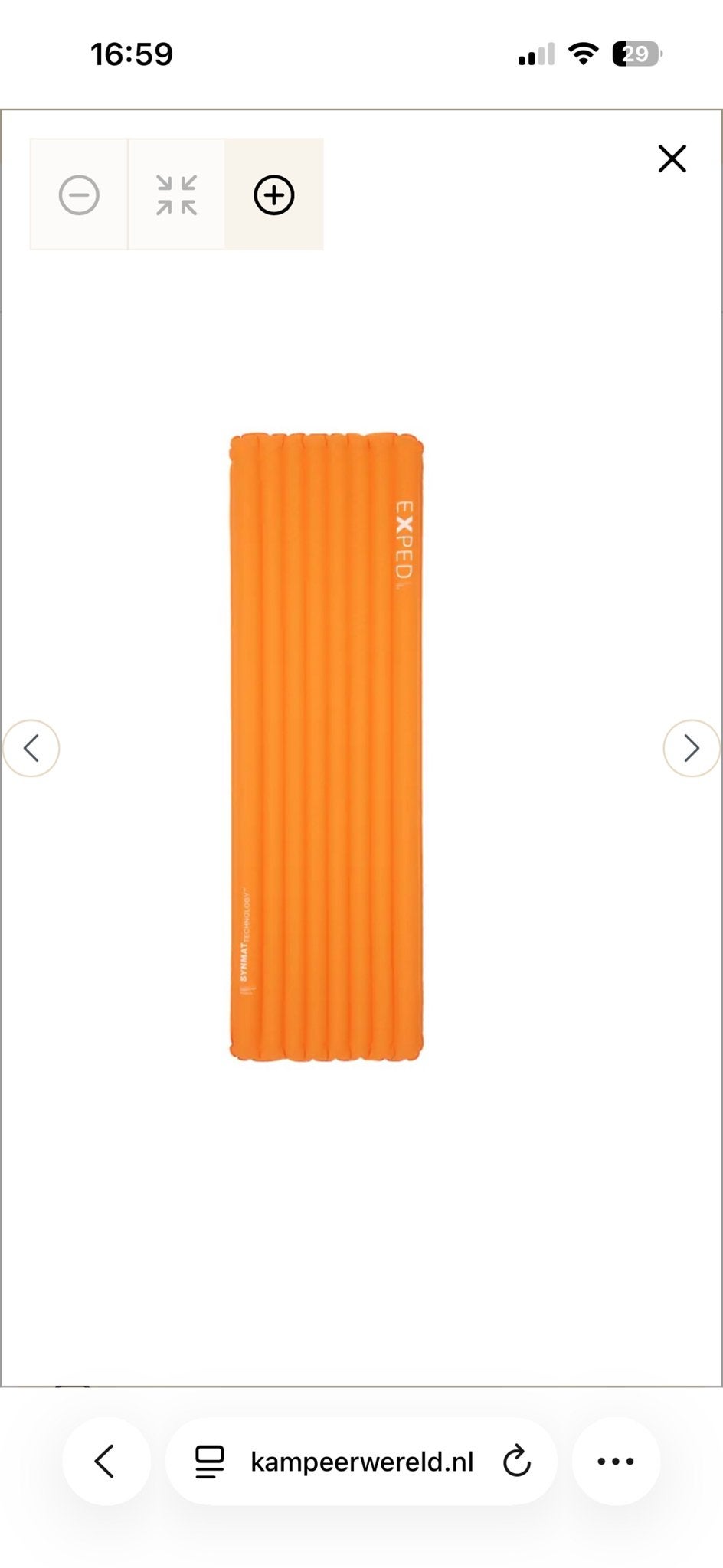 Exped slaapmat - Oranje, lichtgewicht en comfortabel, Ophalen of Verzenden, Zo goed als nieuw, 1-persoons