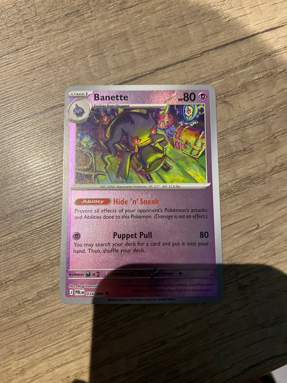 Pokémon Kaart Banette 034/084 J PBLM, Ophalen, Gebruikt, Losse kaart