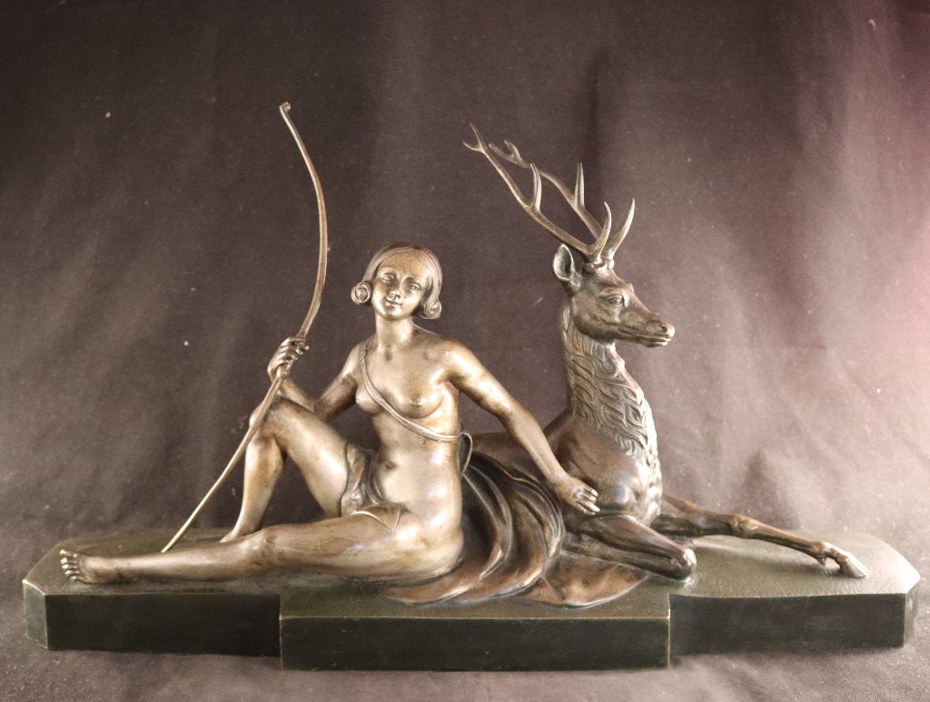 Groot bronzen Art Deco beeld, Antiek en Kunst, Ophalen of Verzenden