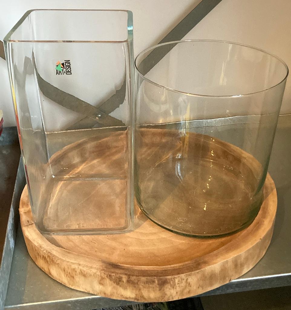 Glazen ronde cilnderpot, cilinder pot vaas, cilindervaas, Overige kleuren, Ophalen of Verzenden, Minder dan 50 cm, Glas