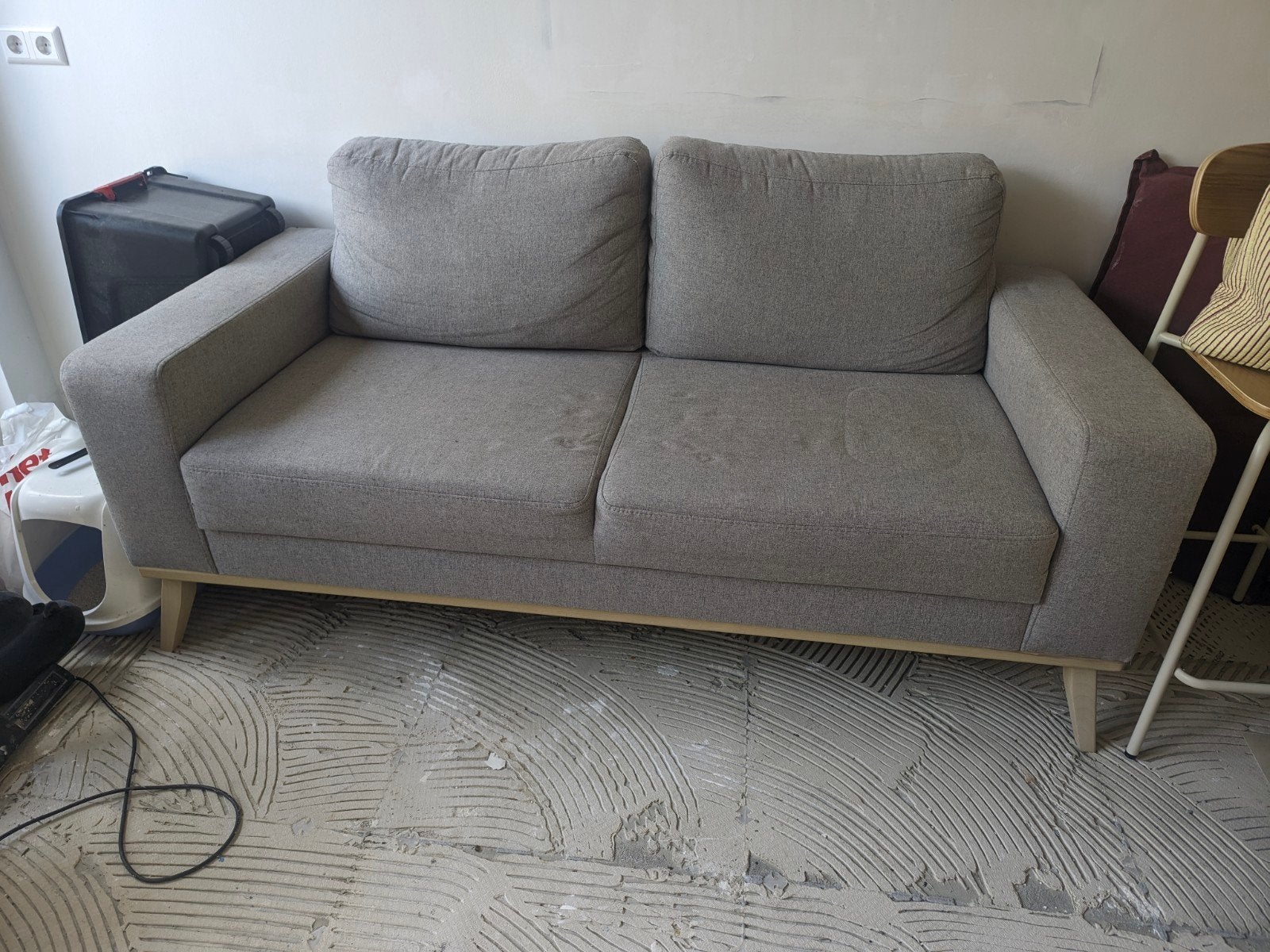 Grijze tweezitsbank - 180x85cm, Huis en Inrichting, Ophalen, Gebruikt, 150 tot 200 cm, Tweepersoons