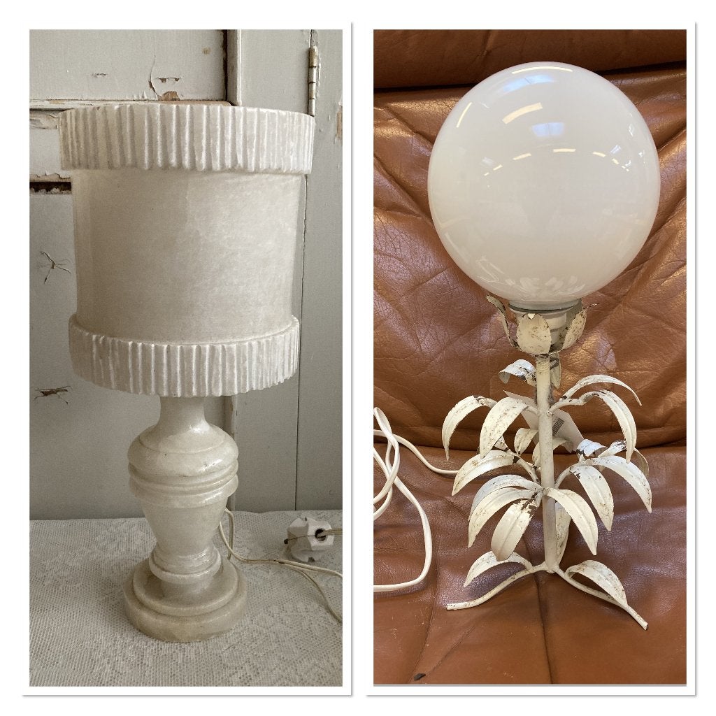 2x Brocante tafellamp - schemerlamp, Huis en Inrichting, Met schakelaar, Overige materialen, ---, Ophalen of Verzenden