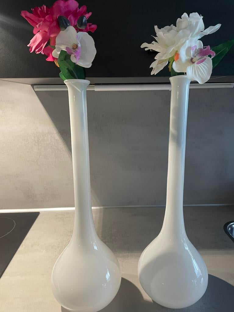 Twee glazen vazen, Ophalen, Wit, Nieuw, Glas