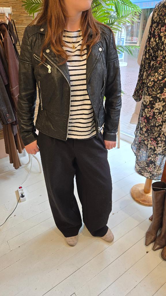 Barneys Originals Zwart Echt Leren Bikerjack Dames 10 / M, Maat 38/40 (M), Barneys Originals, Zwart, Ophalen of Verzenden